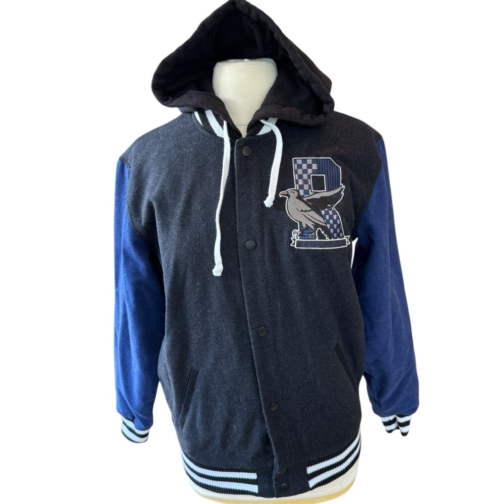 Harry Potter Jacket Men's Size XS Ravenclaw Varsity Black Blue Wool Hooded